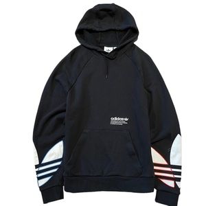 Adidas Trefoil Hoodie Pullover Sweatshirt Giant Logo Kangaroo Pocket XS Unisex
